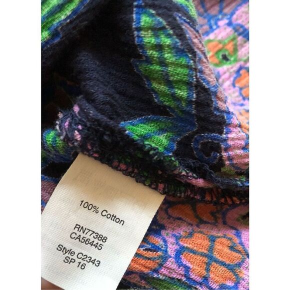 J Crew Blue Pink Medallion V Neck 3/4 Sleeve Gauze Cotton Tunic Swimsuit Cover U - Picture 8 of 13